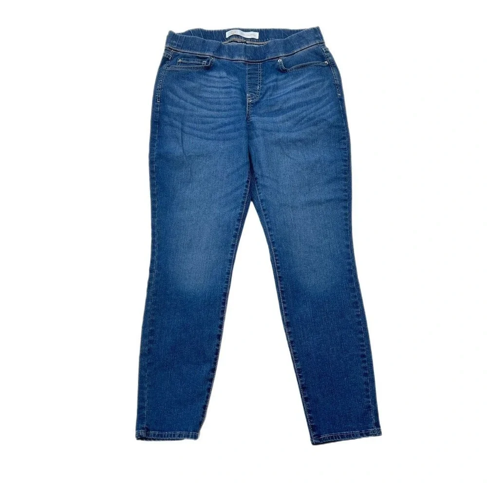 Levis Signature Jeans Womens Size 14 Blue Skinny Pull On Shaping Mid Rise